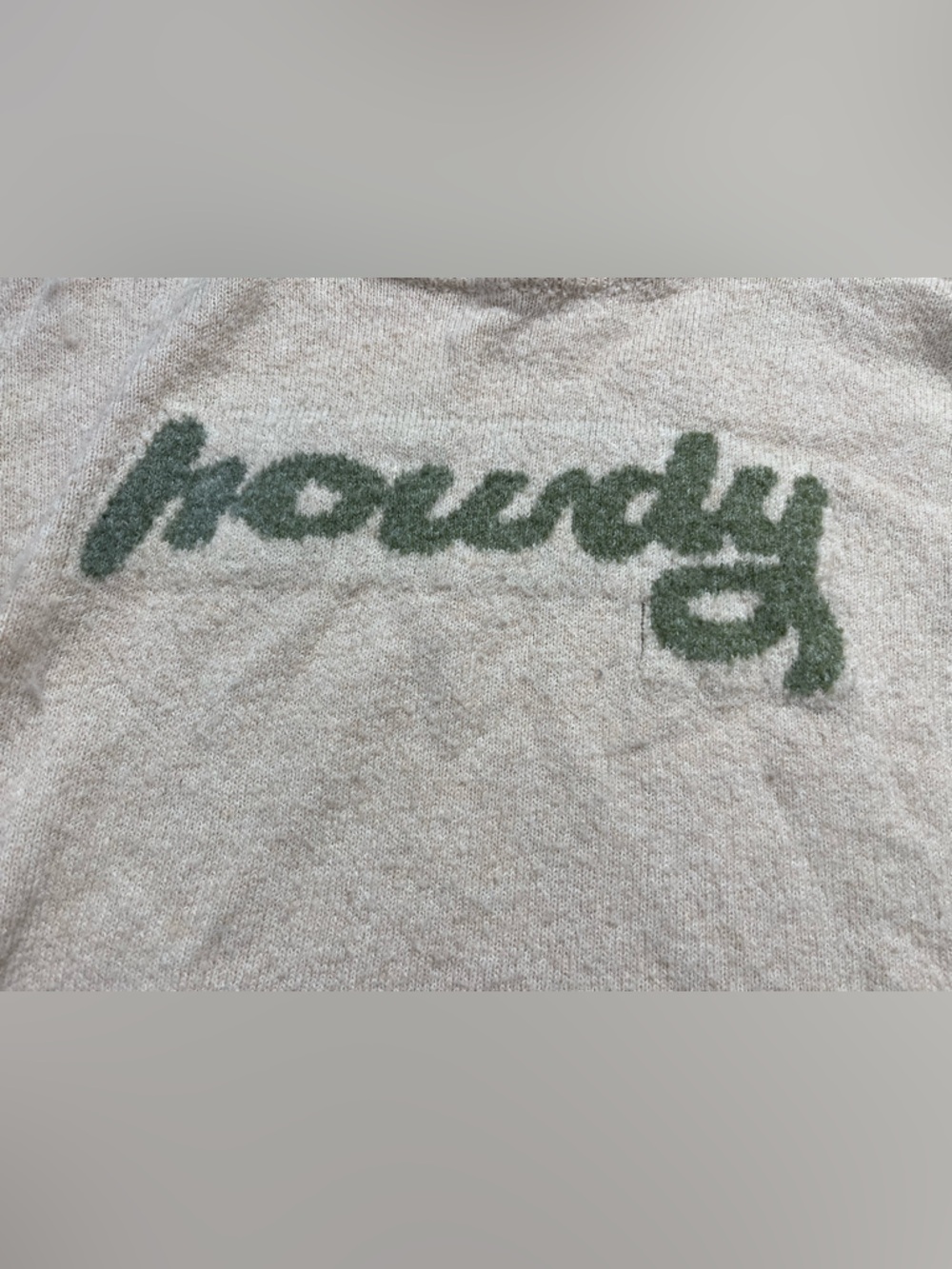 BiBi Cream Crewneck Sweater with Green Script Logo - Picture 2 of 4